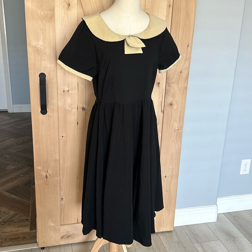 NWT Lindy Bop Swing Dress Black Pinup Retro Sz 16